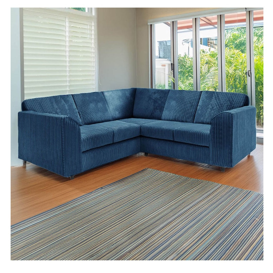 Hannah Jumbo Cord Full Back 2c2 Corner Sofa Marine Blue