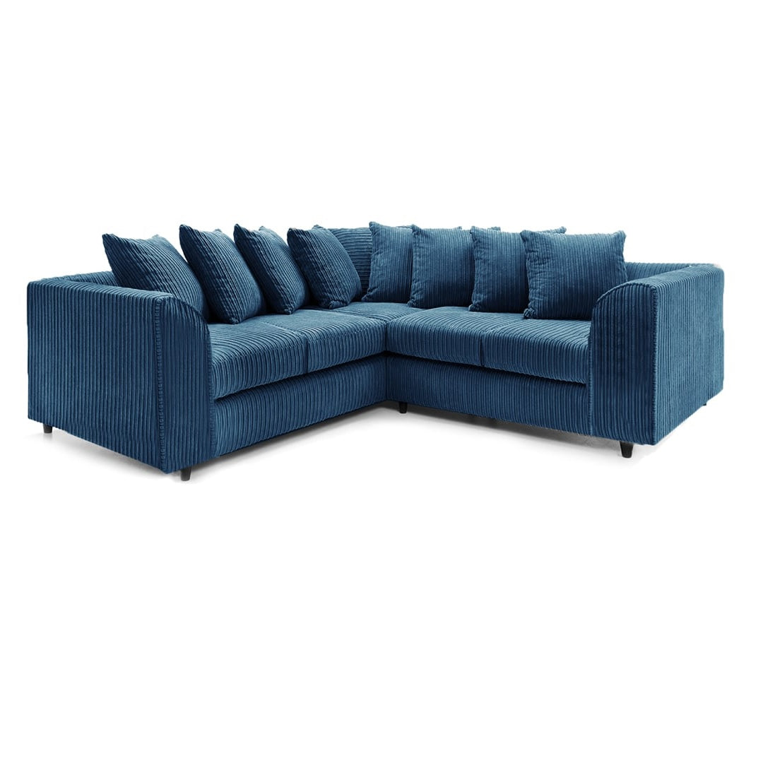 Hannah Jumbo Cord Scatter Back 2c2 Corner Sofa Marine Blue