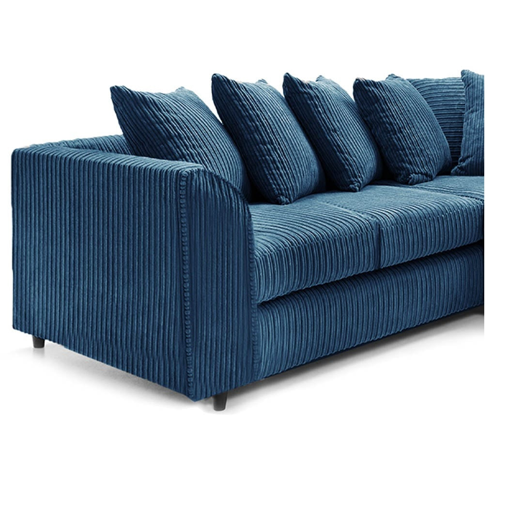 Hannah Jumbo Cord Scatter Back 2c2 Corner Sofa Marine Blue