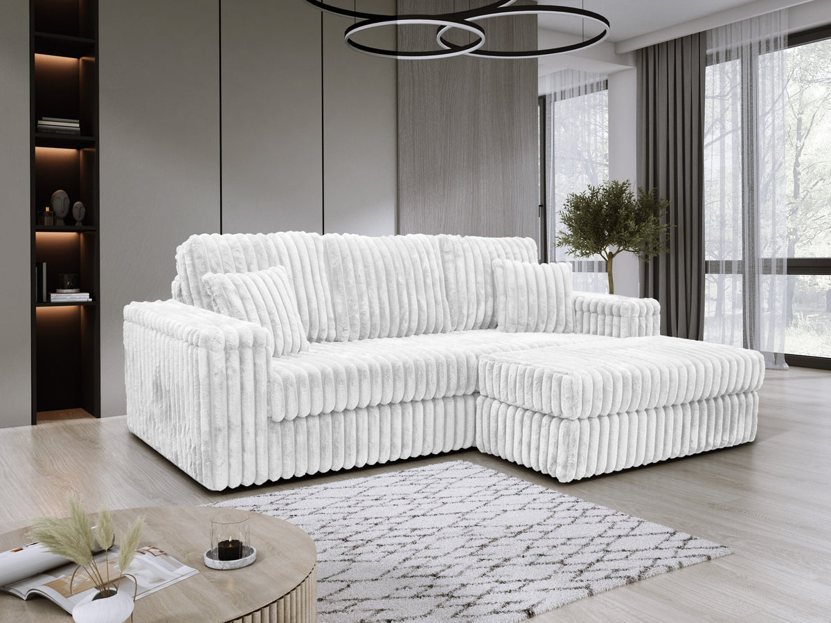 Luxe Chunky Cord 3-Seater Sofa with Removable 2 Footstools Mink