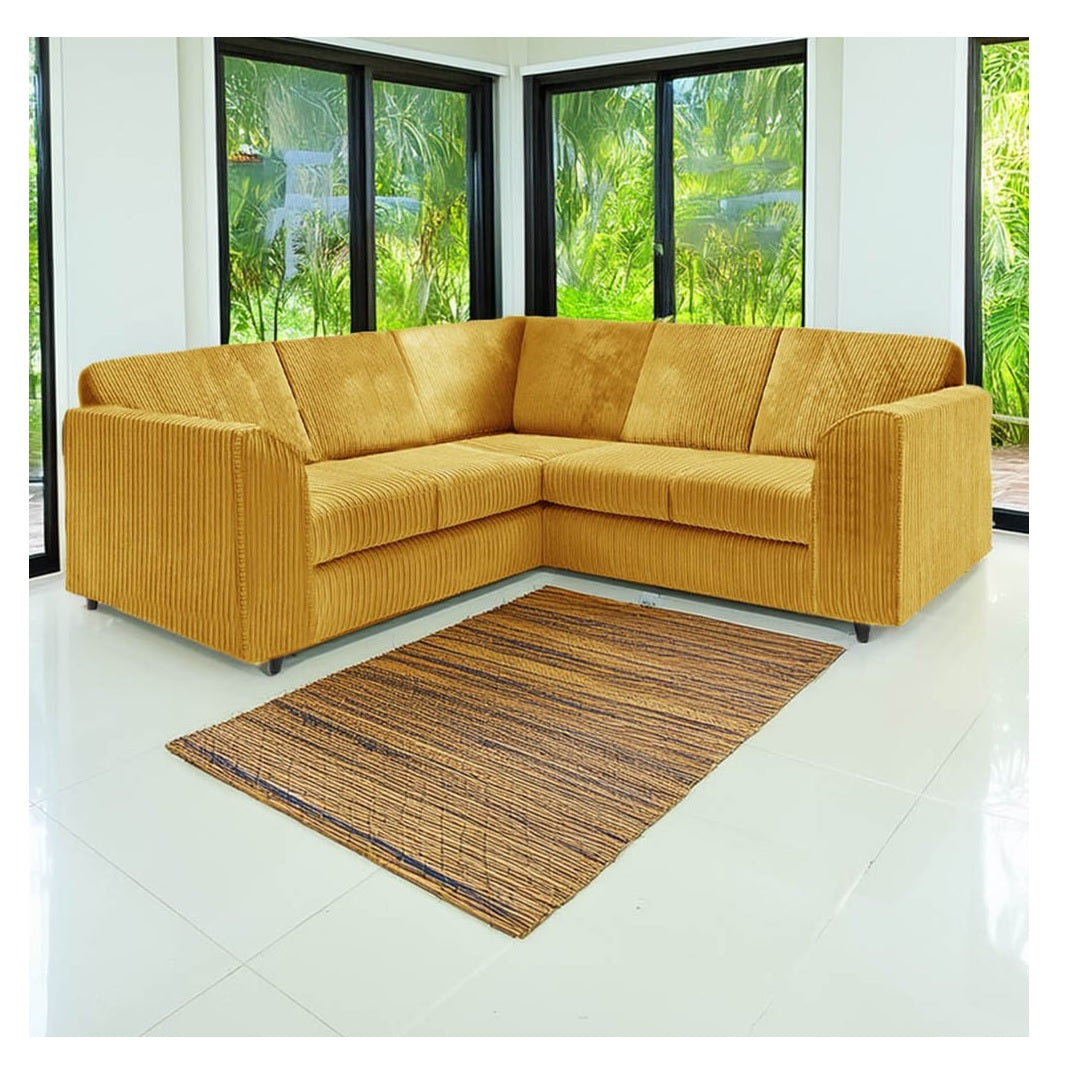 Large Family Corner Sofa in Soft Corduroy Fabric