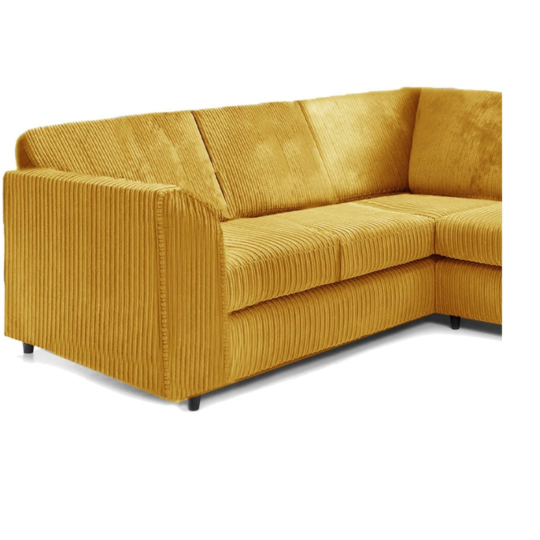 Hannah Mustard Fabric Corner Sofa Side View