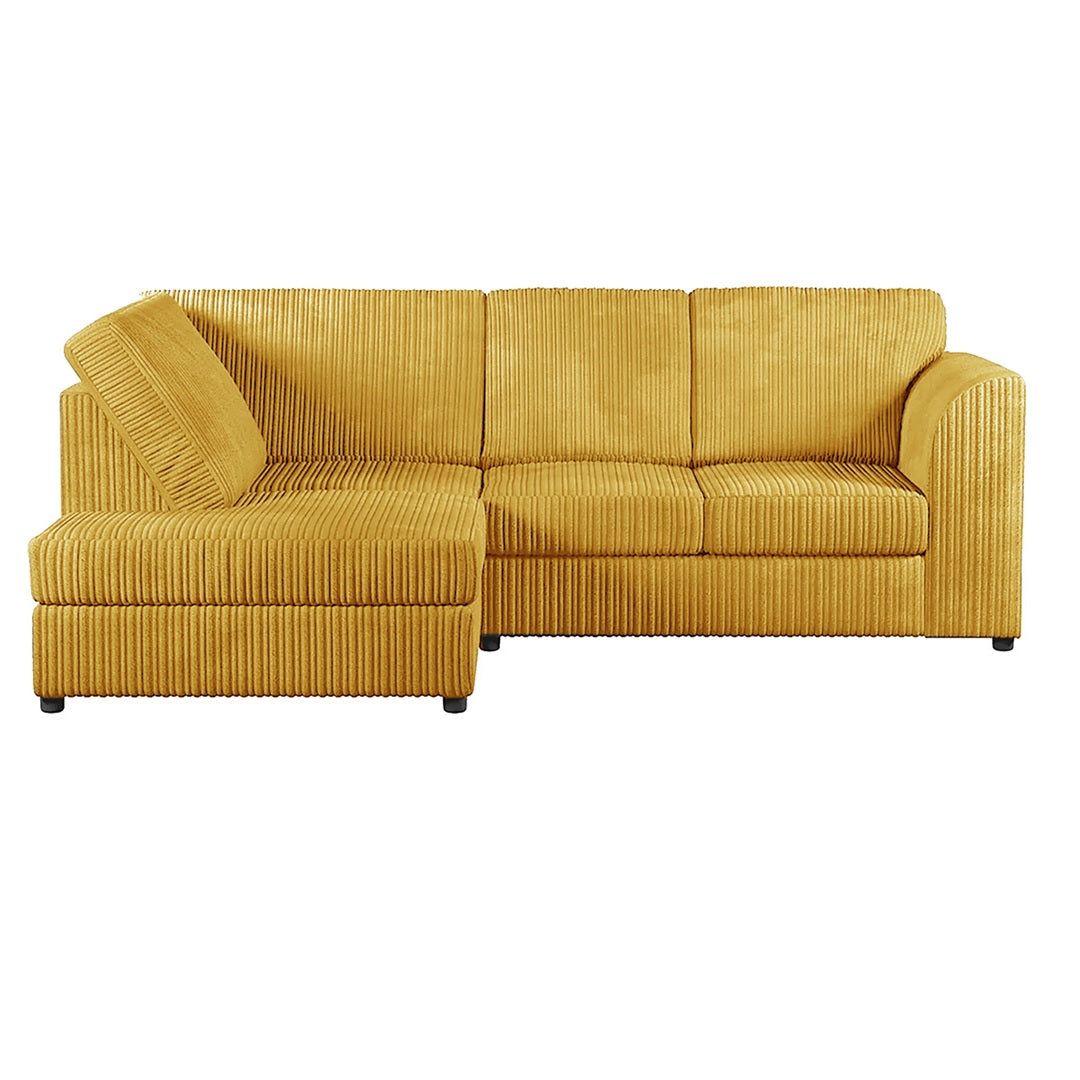 Hannah Jumbo Cord Full Back 4 Seater Left Hand Facing Corner Sofa Mustard