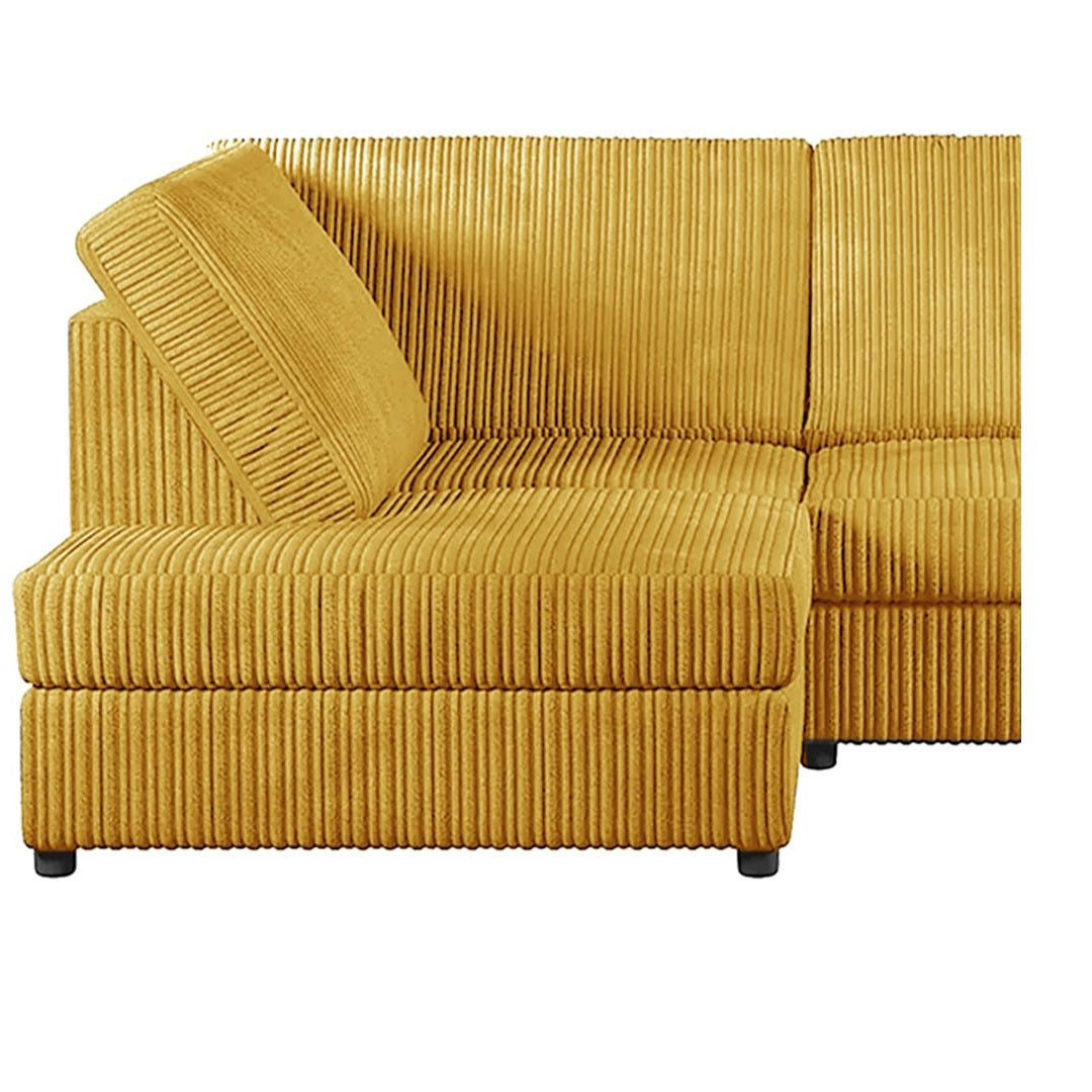 Hannah Jumbo Cord Full Back 4 Seater Left Hand Facing Corner Sofa Mustard