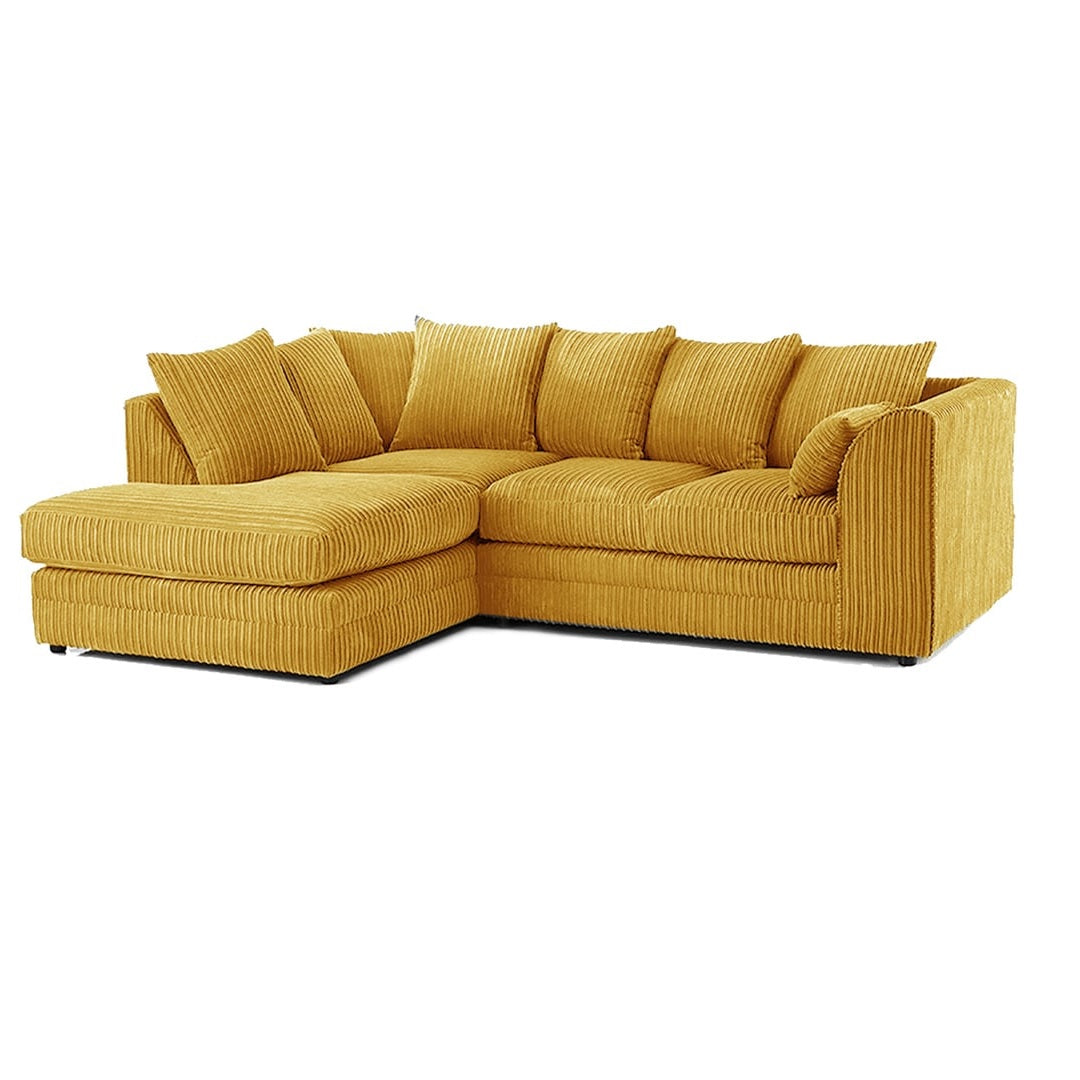 Hannah Jumbo Cord Scatter Back 4 Seater Left Hand Facing Corner Sofa Mustard