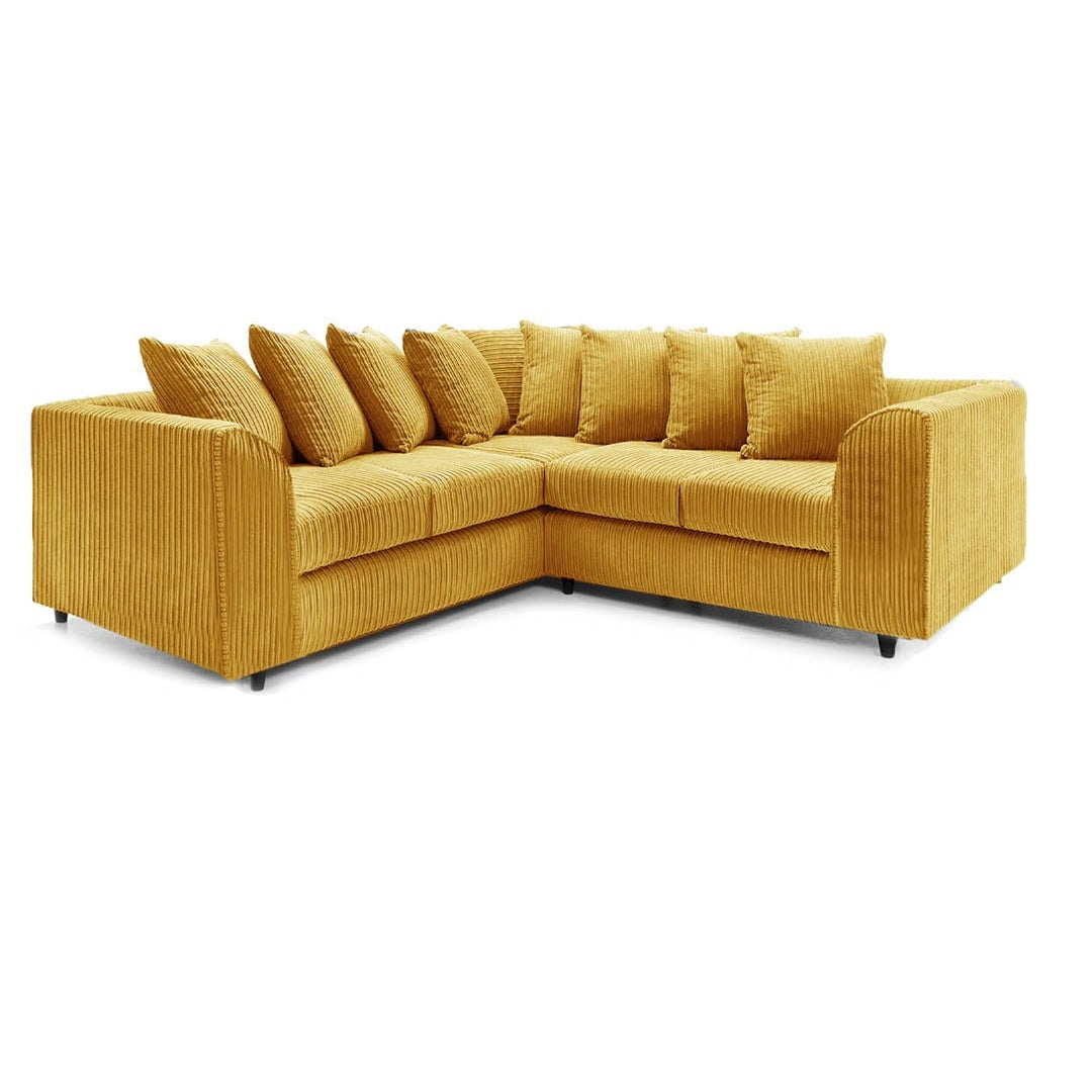 Hannah Jumbo Cord Scatter Back 2c2 Corner Sofa Mustard