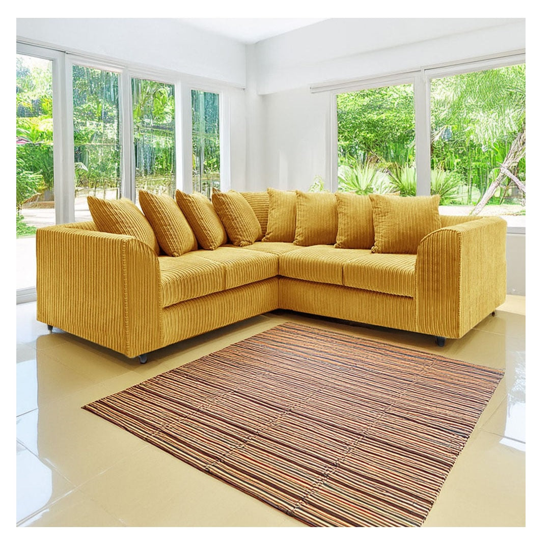 Hannah Jumbo Cord Scatter Back 2c2 Corner Sofa Mustard