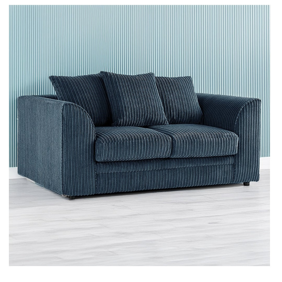 Hannah Jumbo Cord Scatter Back 2 Seater Sofa Navy Blue