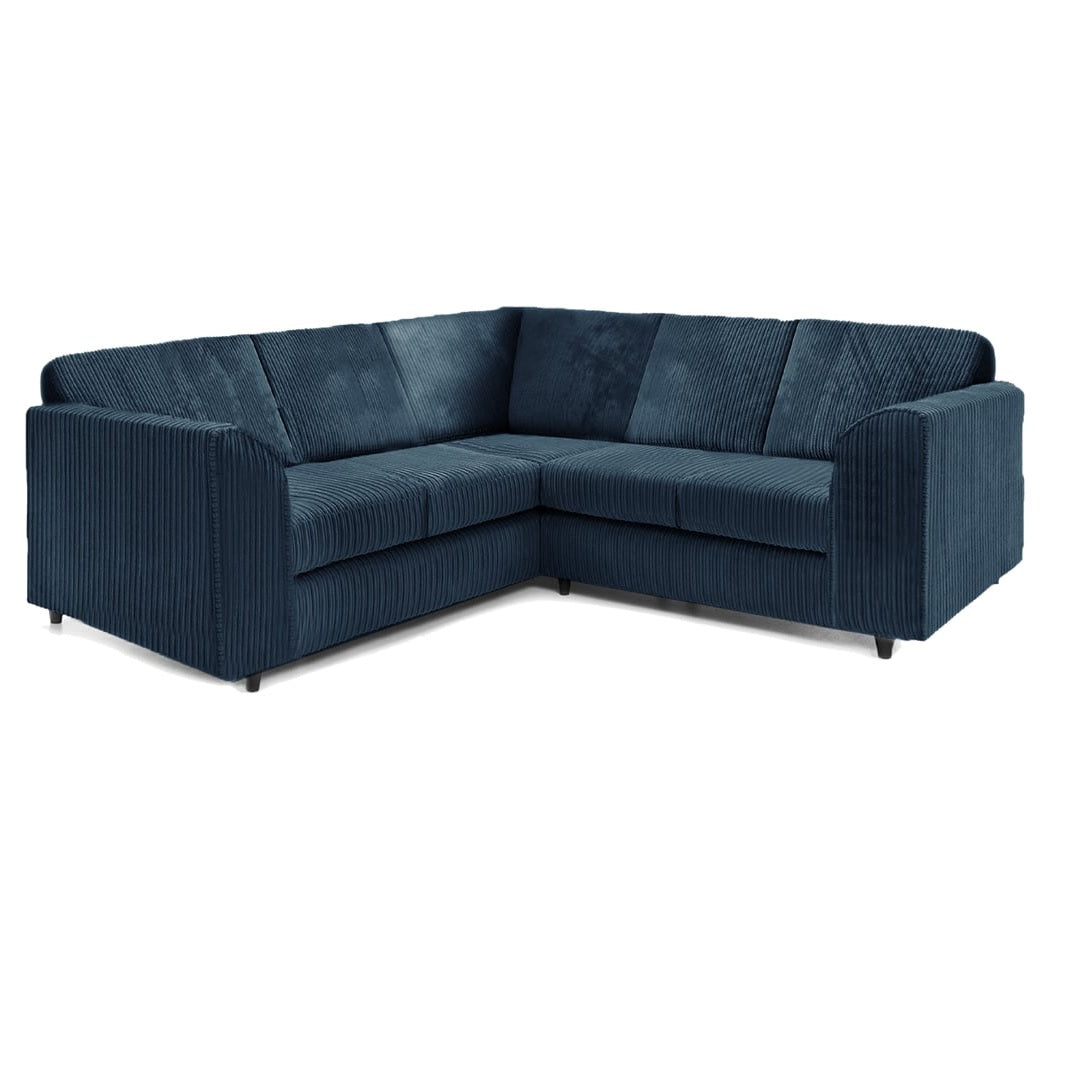 Navy Blue Jumbo Cord Corner Sofa Living Room Setup