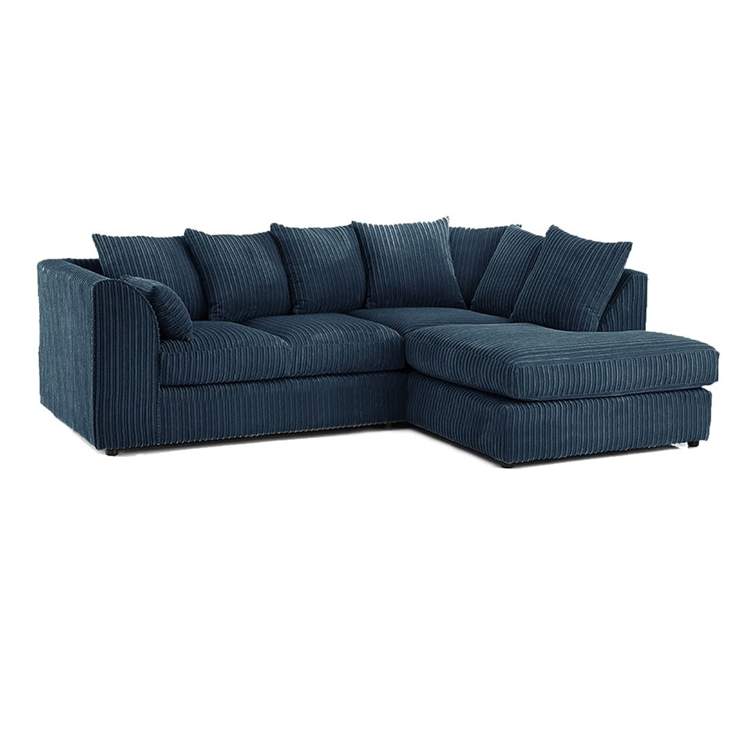 Hannah Jumbo Cord Scatter Back 4 Seater Right Hand Facing Corner Sofa Navy Blue