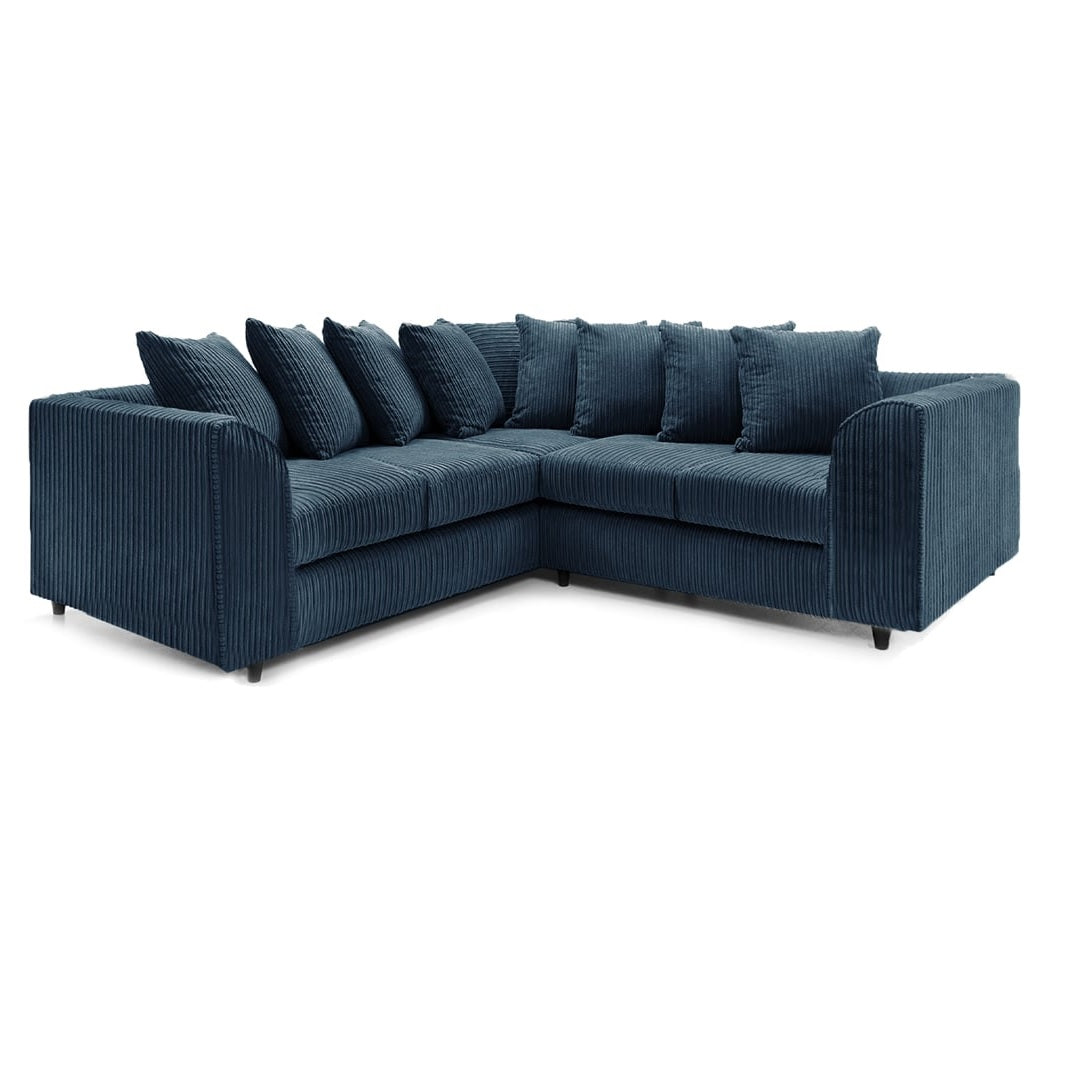 Hannah Jumbo Cord Scatter Back 2c2 Corner Sofa Navy Blue