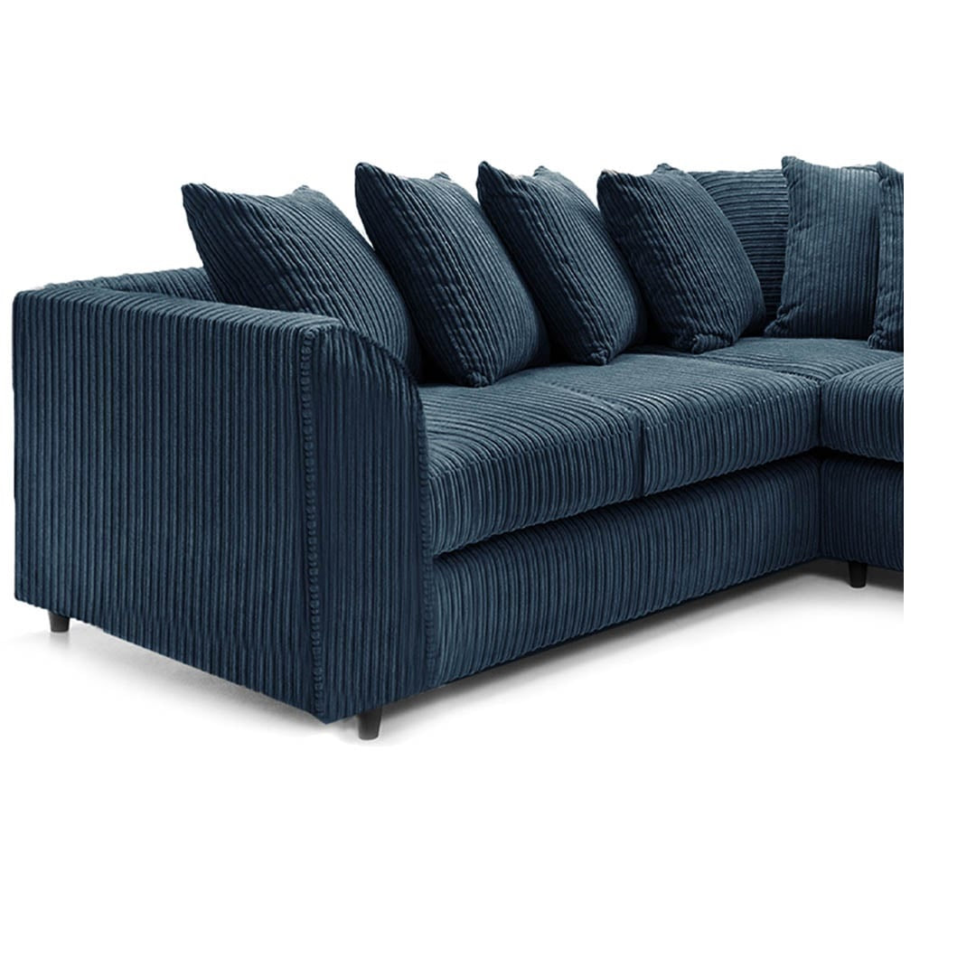 Hannah Jumbo Cord Scatter Back 2c2 Corner Sofa Navy Blue