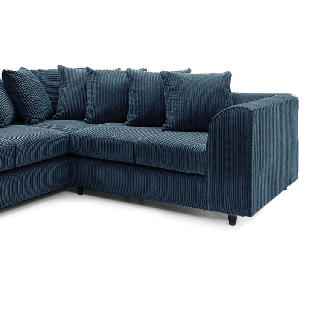 Hannah Jumbo Cord Scatter Back 2c2 Corner Sofa Navy Blue