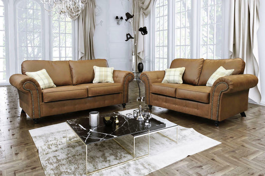 Oakland Sofa Set Tan Brown | 3+2 / Large Corner