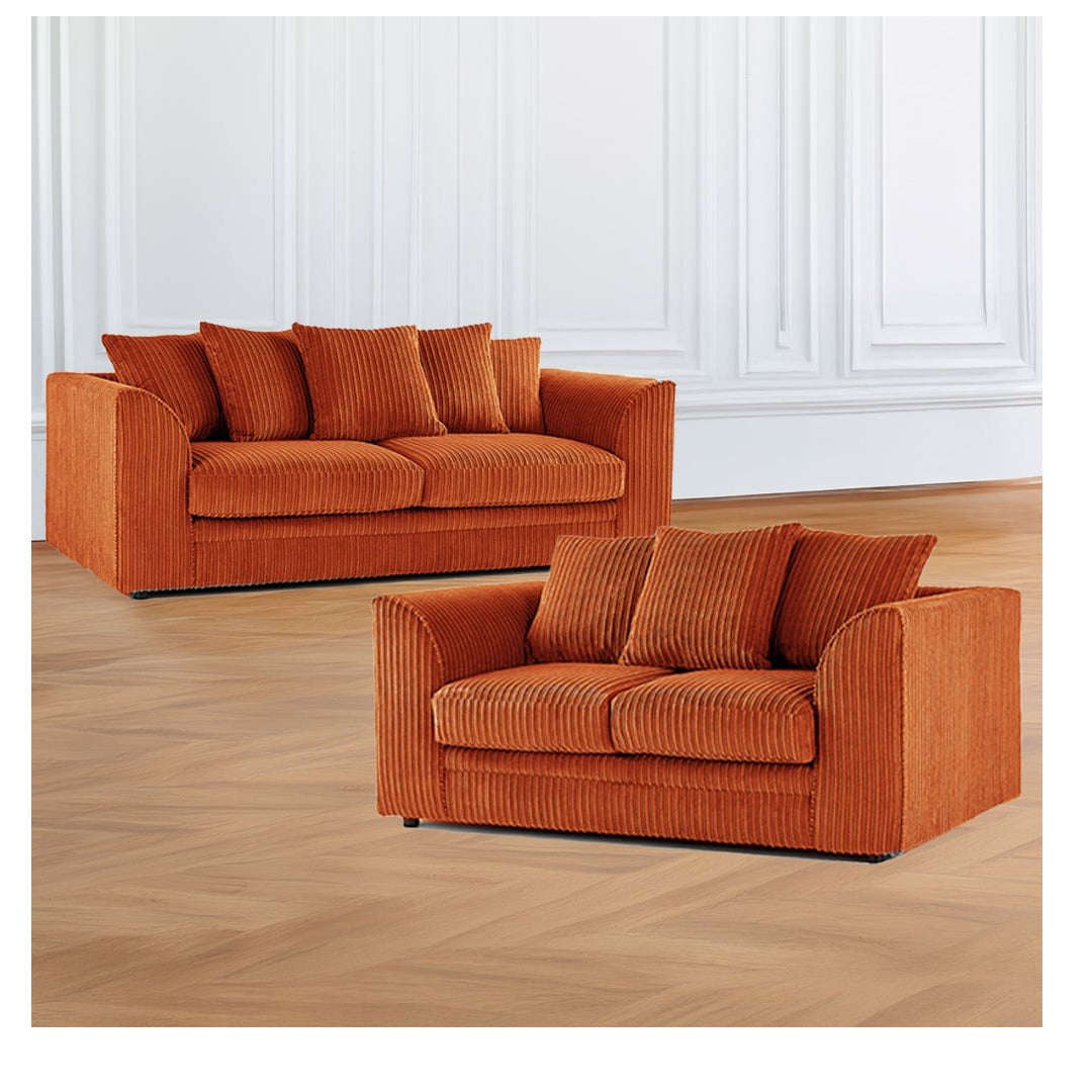 Hannah Jumbo Cord Scatter Back 3+2 Seater Sofa Suite Set