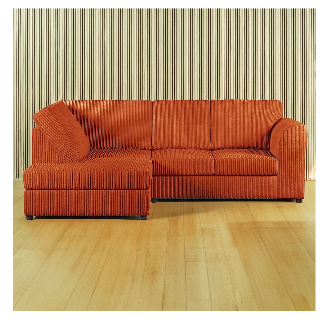 Hannah Jumbo Cord Full Back 4 Seater Left Hand Facing Corner Orange