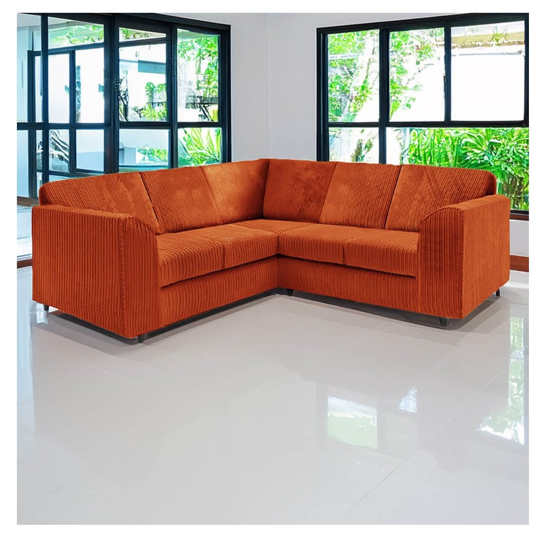 Hannah Jumbo Cord Full Back 2c2 Corner Sofa Orange