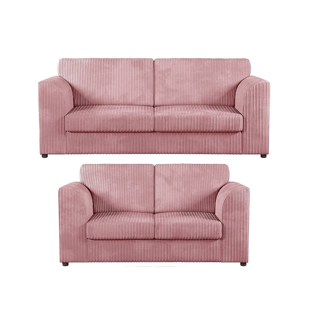 Hannah Jumbo Cord Full Back 3+2 Seater Sofa Suite Set Pink