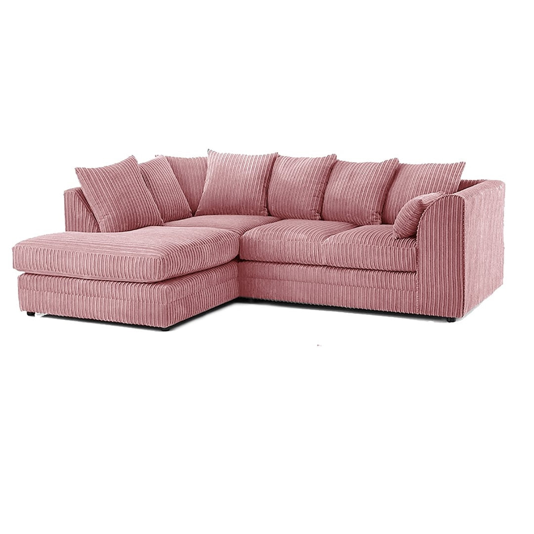 Hannah Jumbo Cord Scatter Back 4 Seater Left Hand Facing Corner Sofa Pink