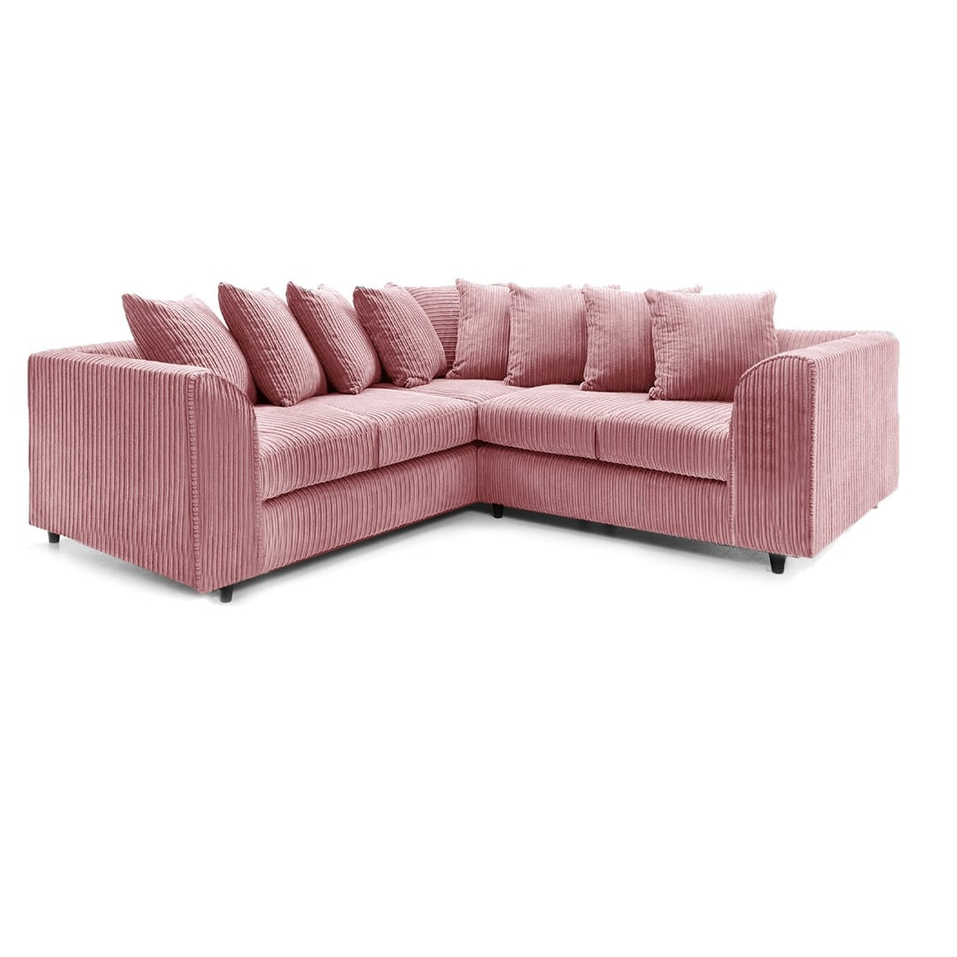 Hannah Jumbo Cord Scatter Back 2c2 Corner Sofa Pink