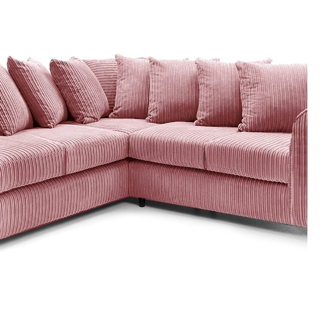 Hannah Jumbo Cord Scatter Back 2c2 Corner Sofa Pink