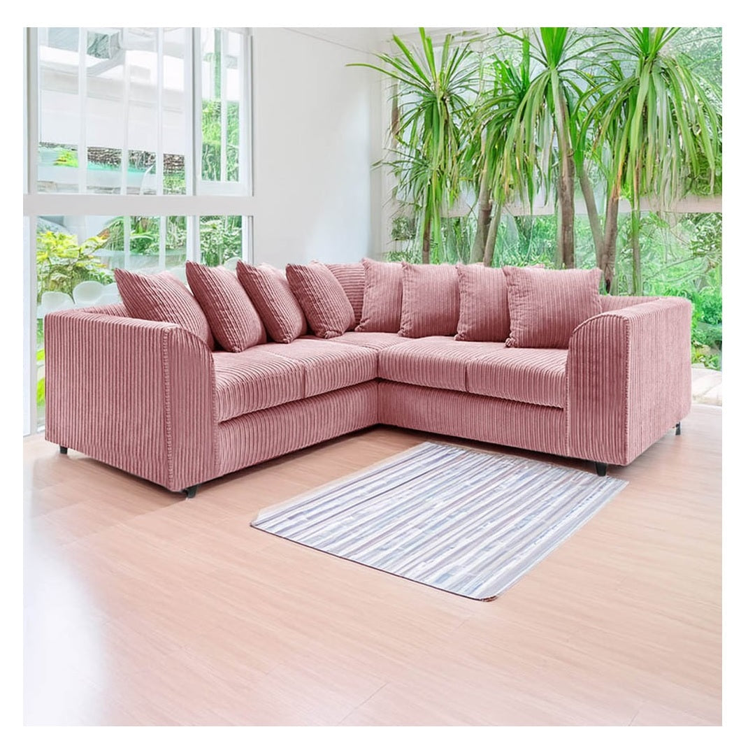 Hannah Jumbo Cord Scatter Back 2c2 Corner Sofa Pink