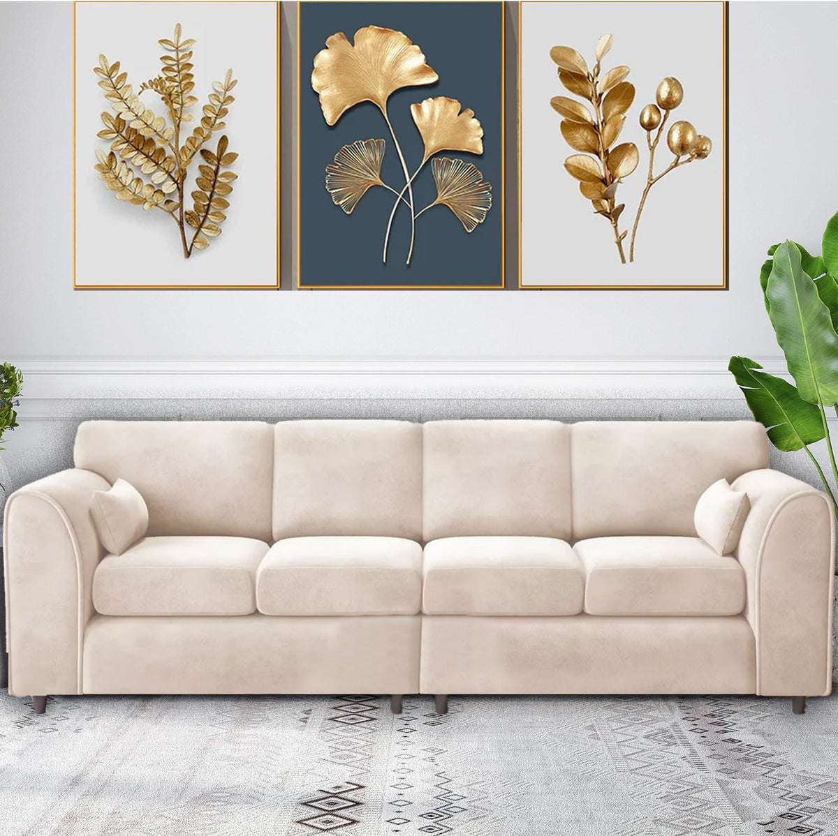 Raven Plush Velvet 4 Seater Sofa