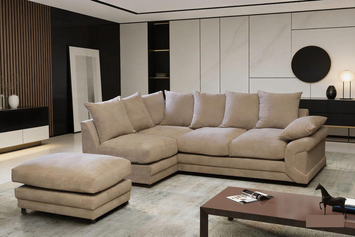 Rio Fernando Left Hand Facing Corner Sofa with removable Footstool Beige