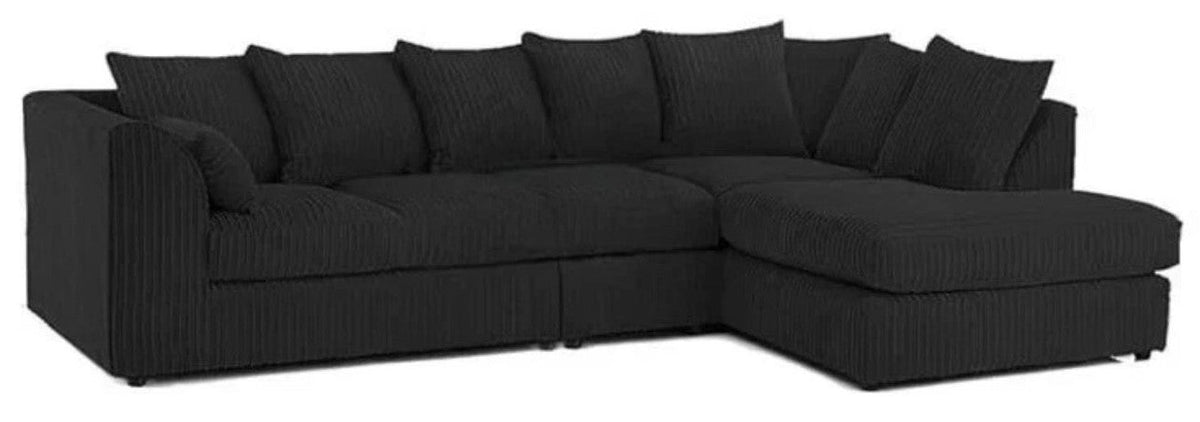 DYLAN 5 Seater Jumbo Cord L Shaped Corner Sofa with Scatter Back | Corner Sofa UK