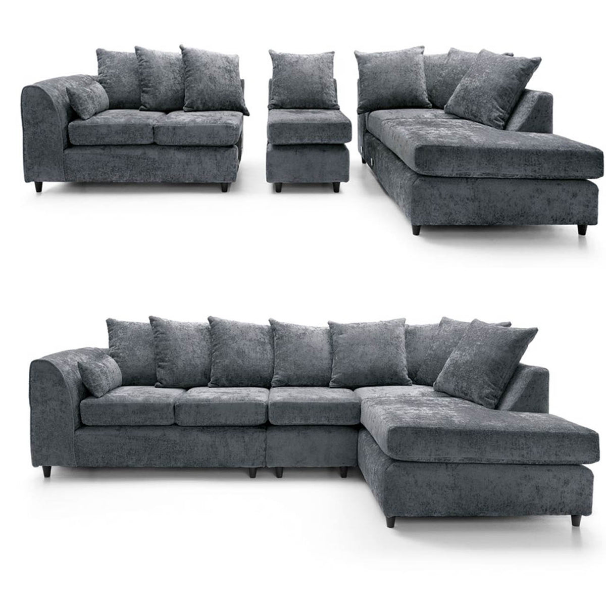 DYLAN Chenille Fabric 5 Seater L Shaped Corner Sofa with Scatter Back