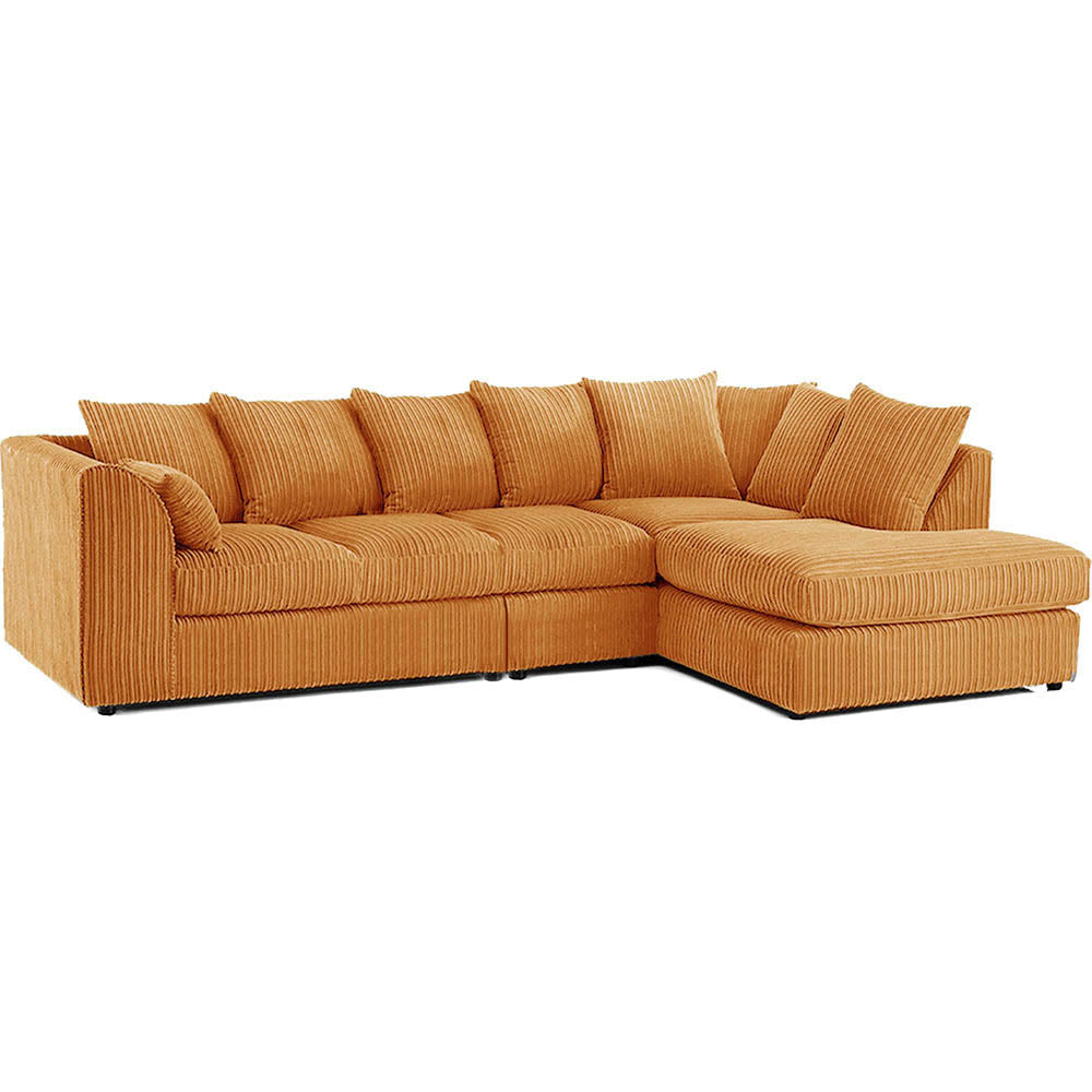 DYLAN 5 Seater Jumbo Cord L Shaped Corner Sofa with Scatter Back | Corner Sofa UK