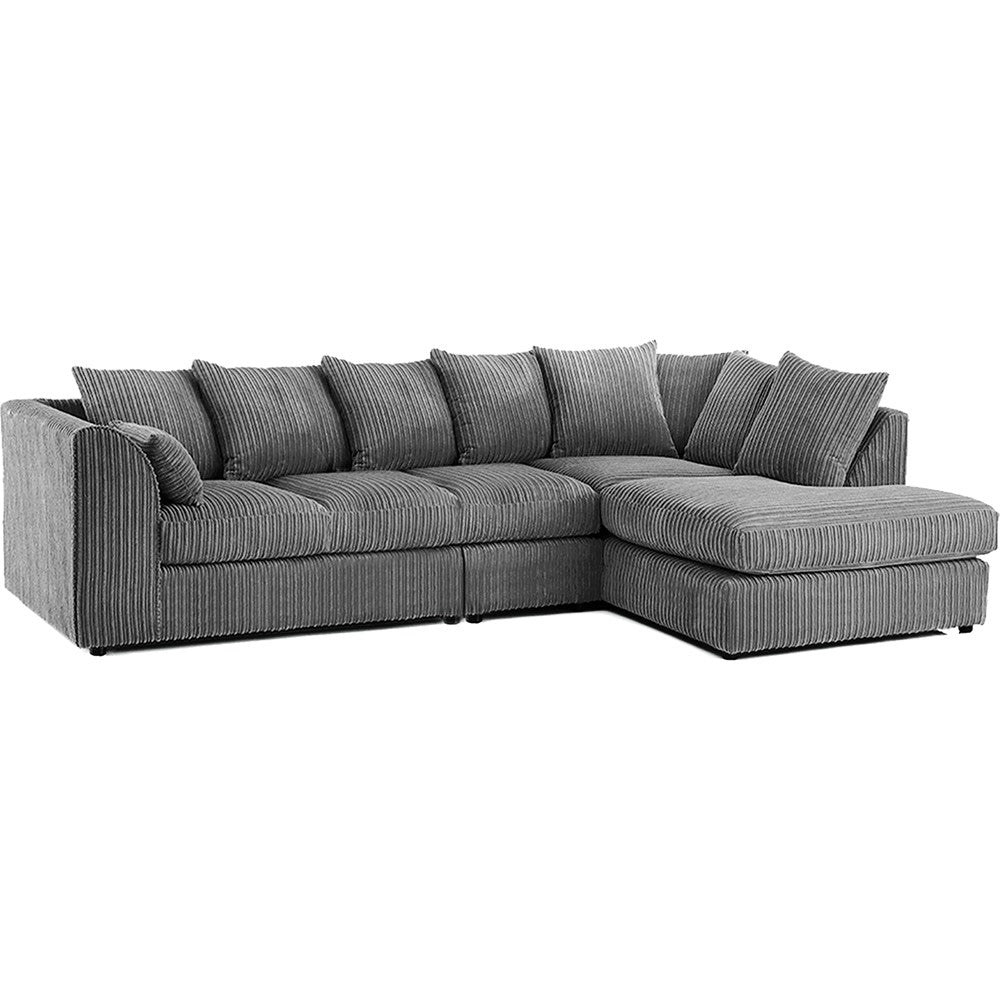 DYLAN 5 Seater Jumbo Cord L Shaped Corner Sofa with Scatter Back | Corner Sofa UK