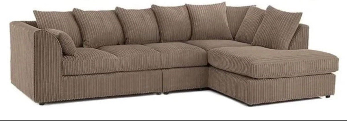DYLAN 5 Seater Jumbo Cord L Shaped Corner Sofa with Scatter Back | Corner Sofa UK
