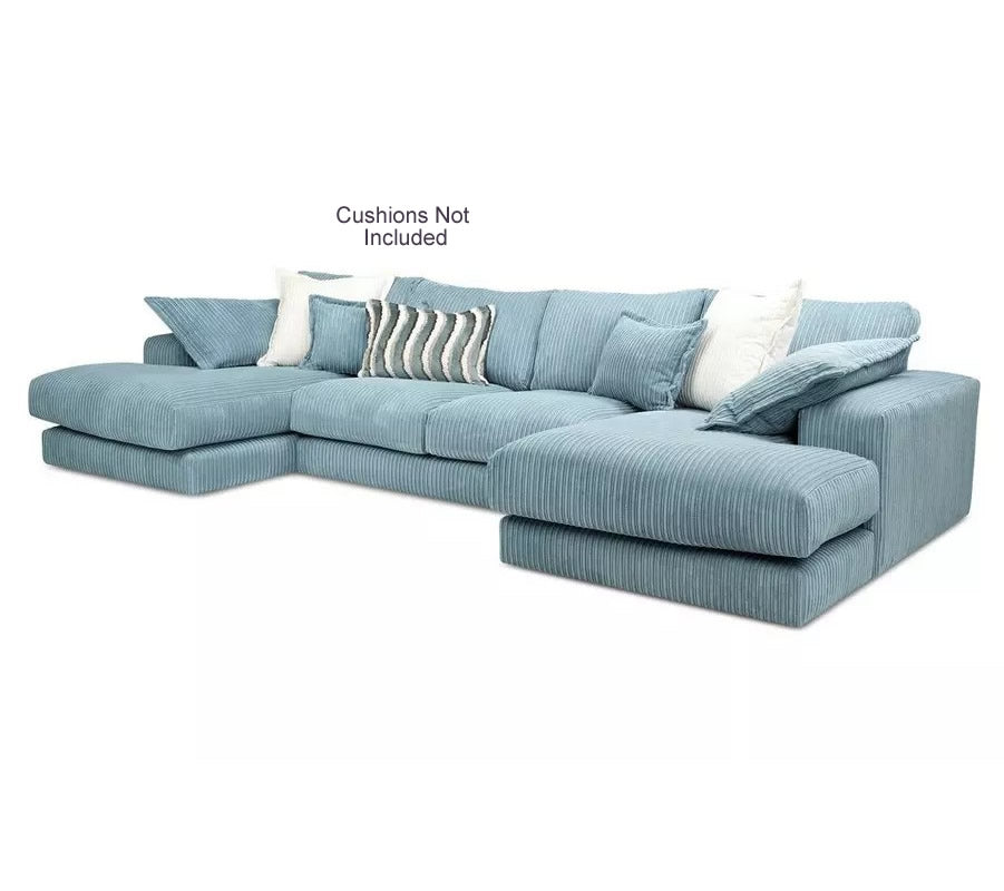 Family Large Double Ended Chaise Sofa Jumbo Cord With Large footstool