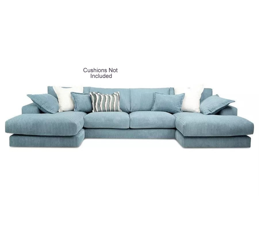 Family Large Double Ended Chaise Sofa Jumbo Cord With Large footstool