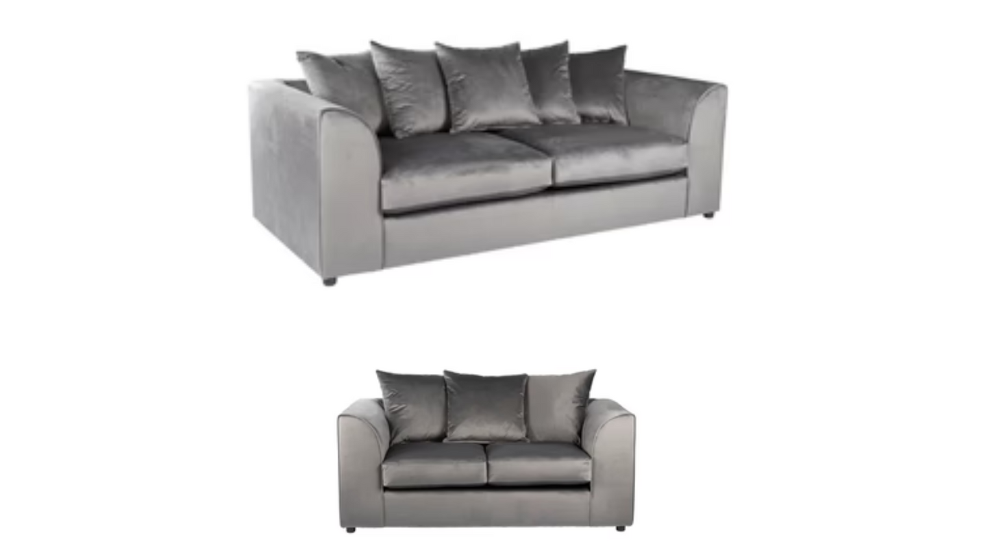 Plush Velvet Grey Suite Set | 3+2