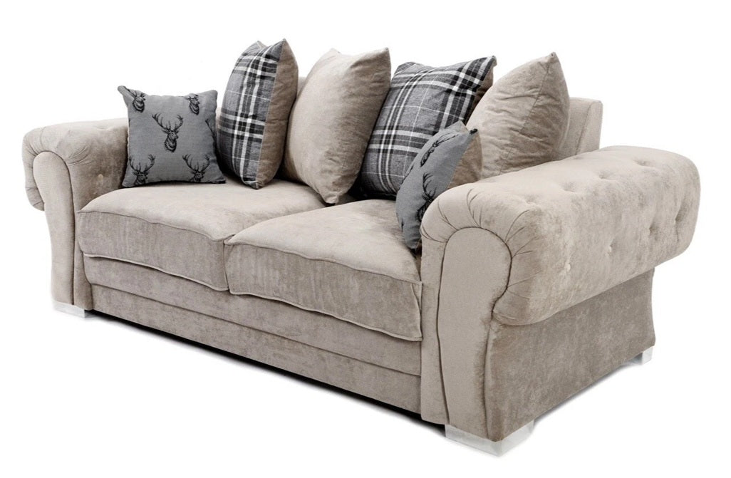 Verona Sofa Set | 3+2 Seater | Grey & Beige