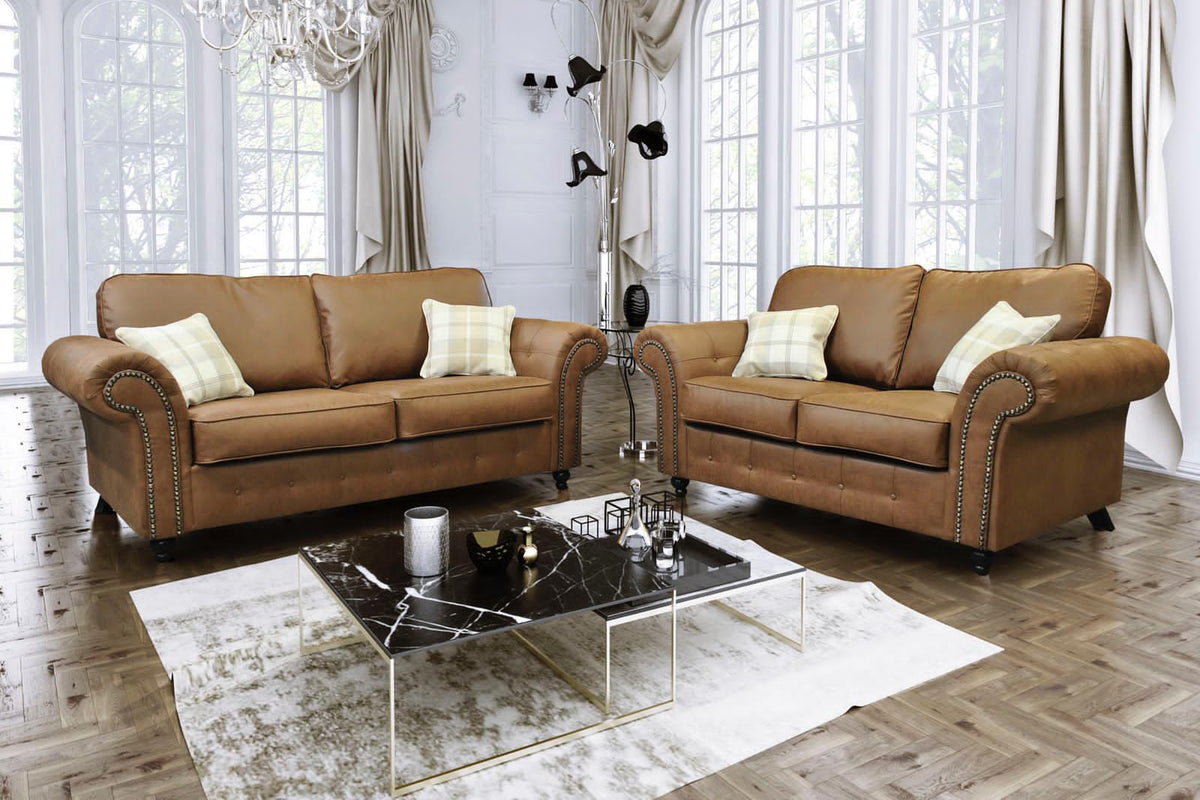 Oakland 3 Seater +2 Seater Sofa Set, 2+2, 3+3 Black/Brown/Marble