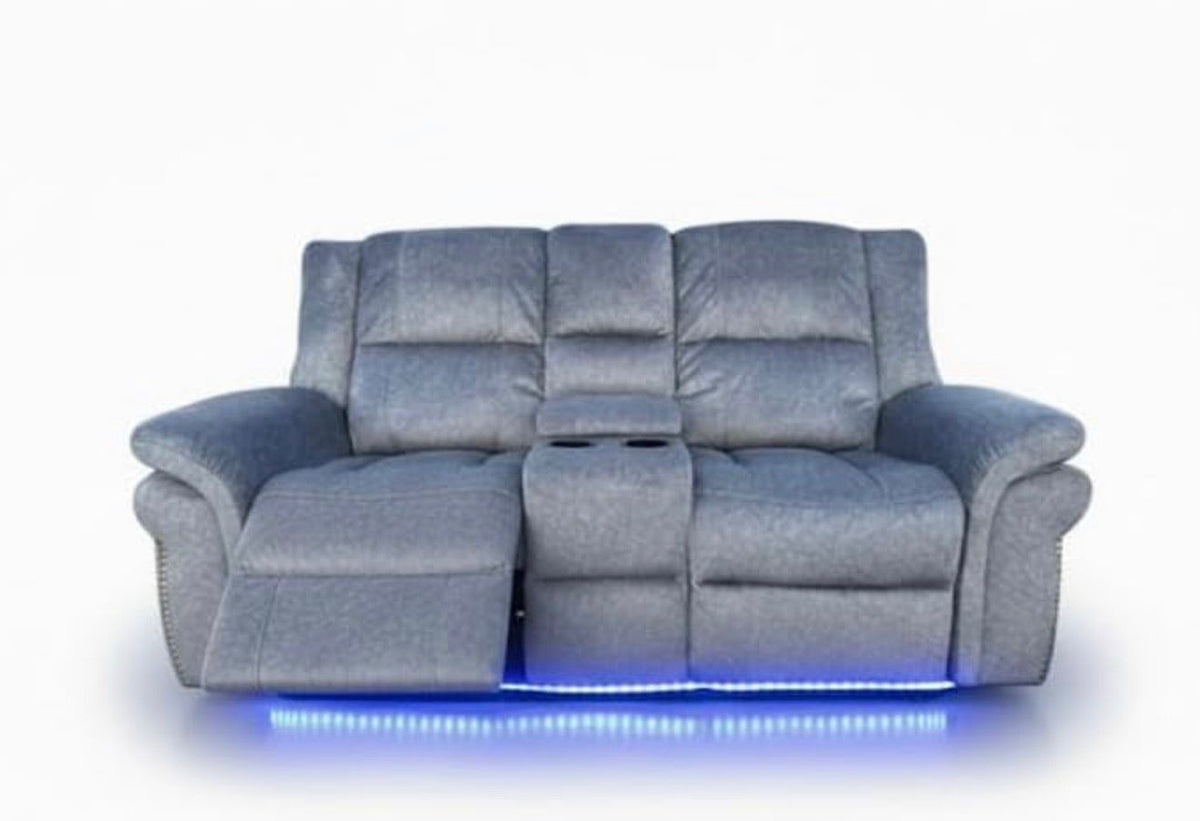 Berlin Fabric Electric Recliner 2 Seater Sofa Grey