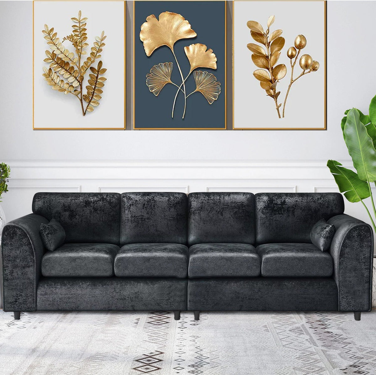 Bela Crushed Velvet 4 Seater Full Back Sofa