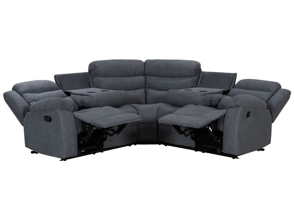 Roman Fabric Recliner Corner sofa Grey