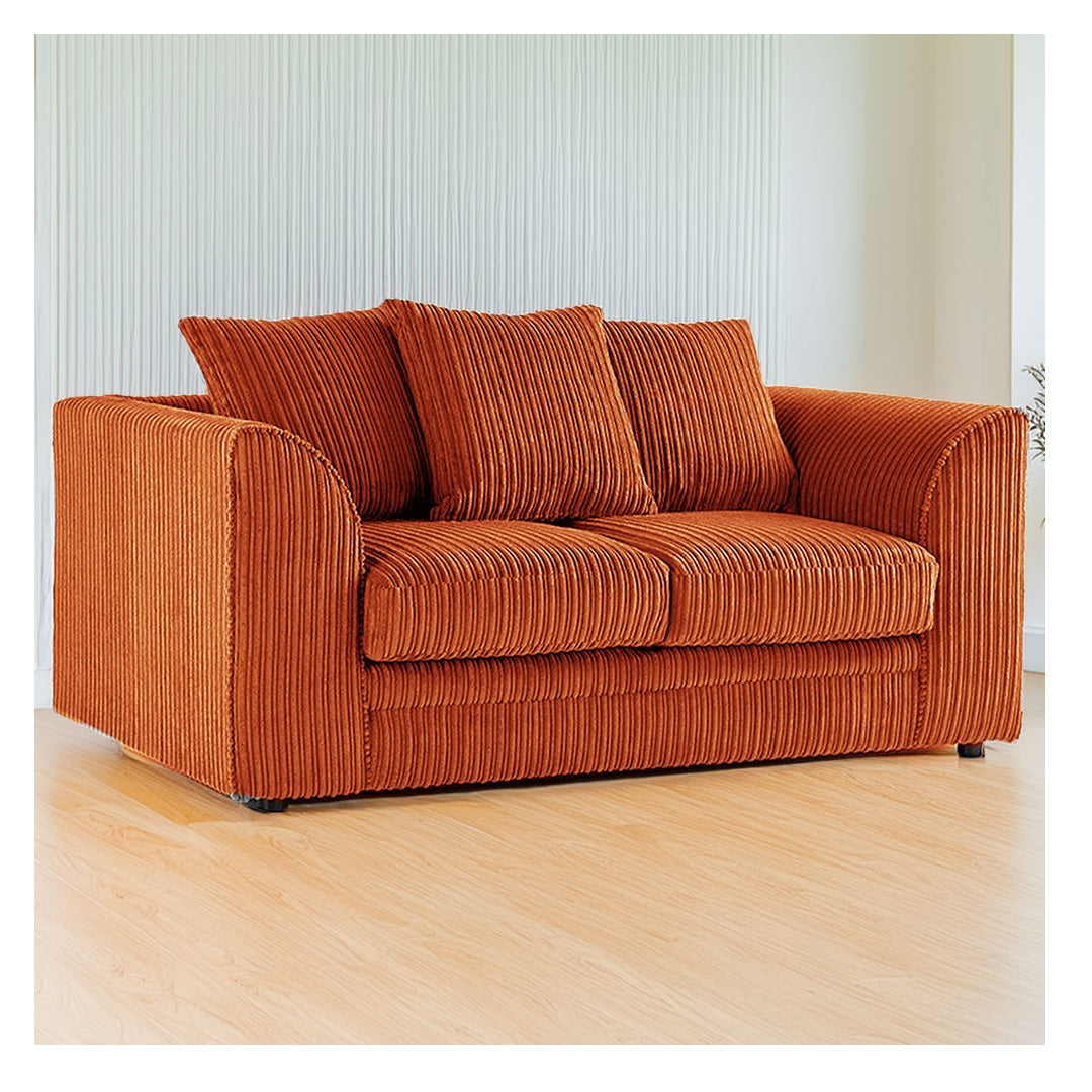 Hannah Jumbo Cord Scatter Back 2 Seater Sofa Orange