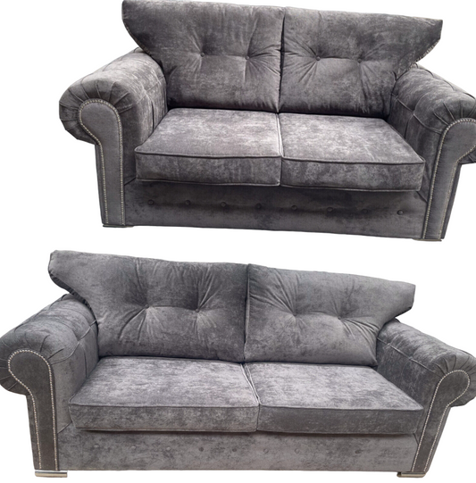 Chesterfield Style Verona Sofa Set | 3+2 Seater / Charcoal grey