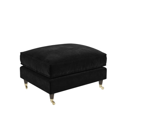 Plush Velvet Footstool | Black Grey Blue Green Mustard