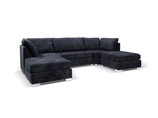 Bishop Large U Shape High Back Corner Sofa Black