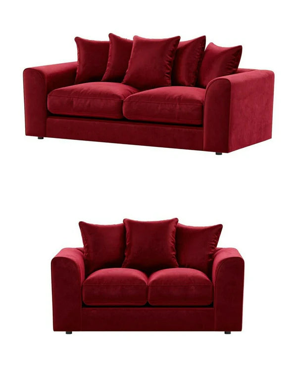 Plush Velvet Ruby Red Suite Set 3+2