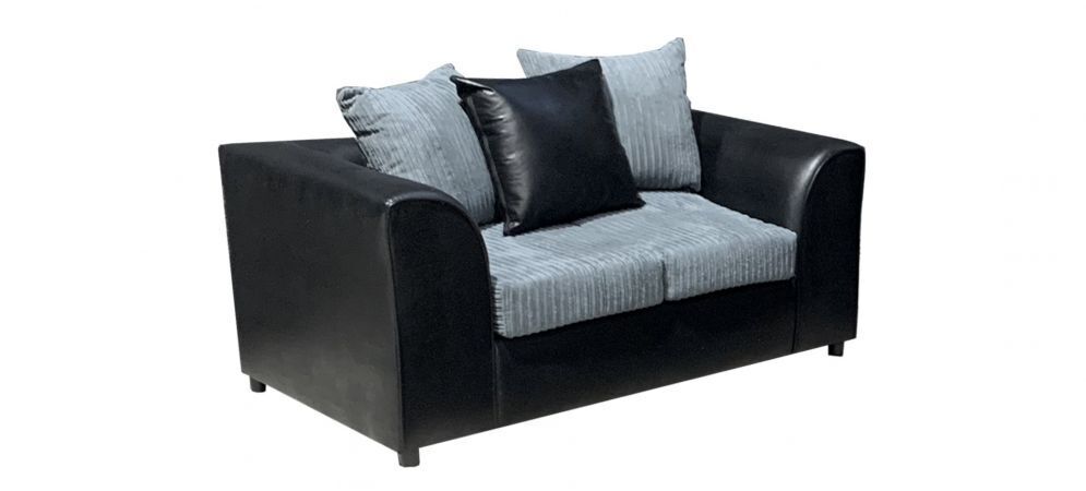 Byron Fabric Leather Jumbo Sofa | Corner Suite 3 2 Seater | Black & Grey