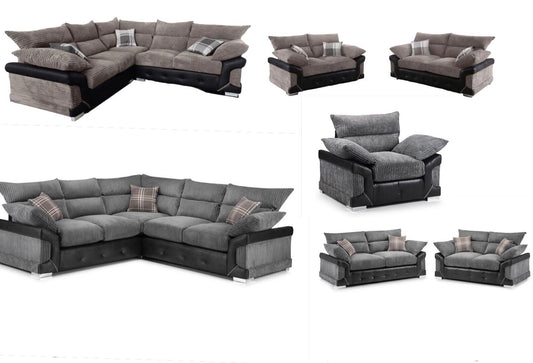 Logan Jumbo cord - 3 Seater - 2 Seater - Dual Arm Corner Sofa | Black & Grey Brown & Beige