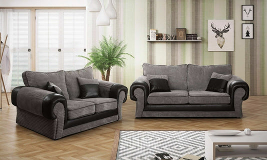 Jumbo Cord Sofa Fabric Tango | Black & Grey / Brown & Beige | 3 2 / Dual Arm Sofa