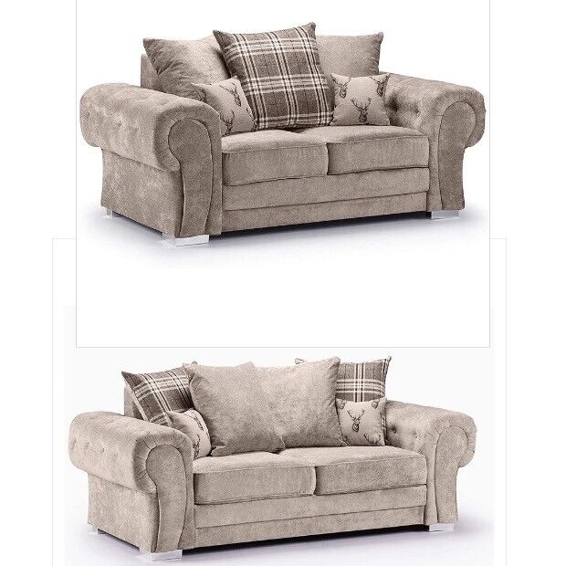 Verona Sofa Set | 3+2 Seater | Grey & Beige